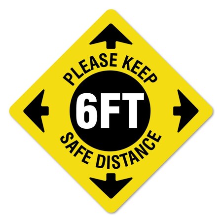 Signmission Please Keep Safe Distance Non-Slip Floor Graphic, 7in Vinyl, 3PK, 7 in L, 7 in H, FD-X-7-3PK-99976 FD-X-7-3PK-99976